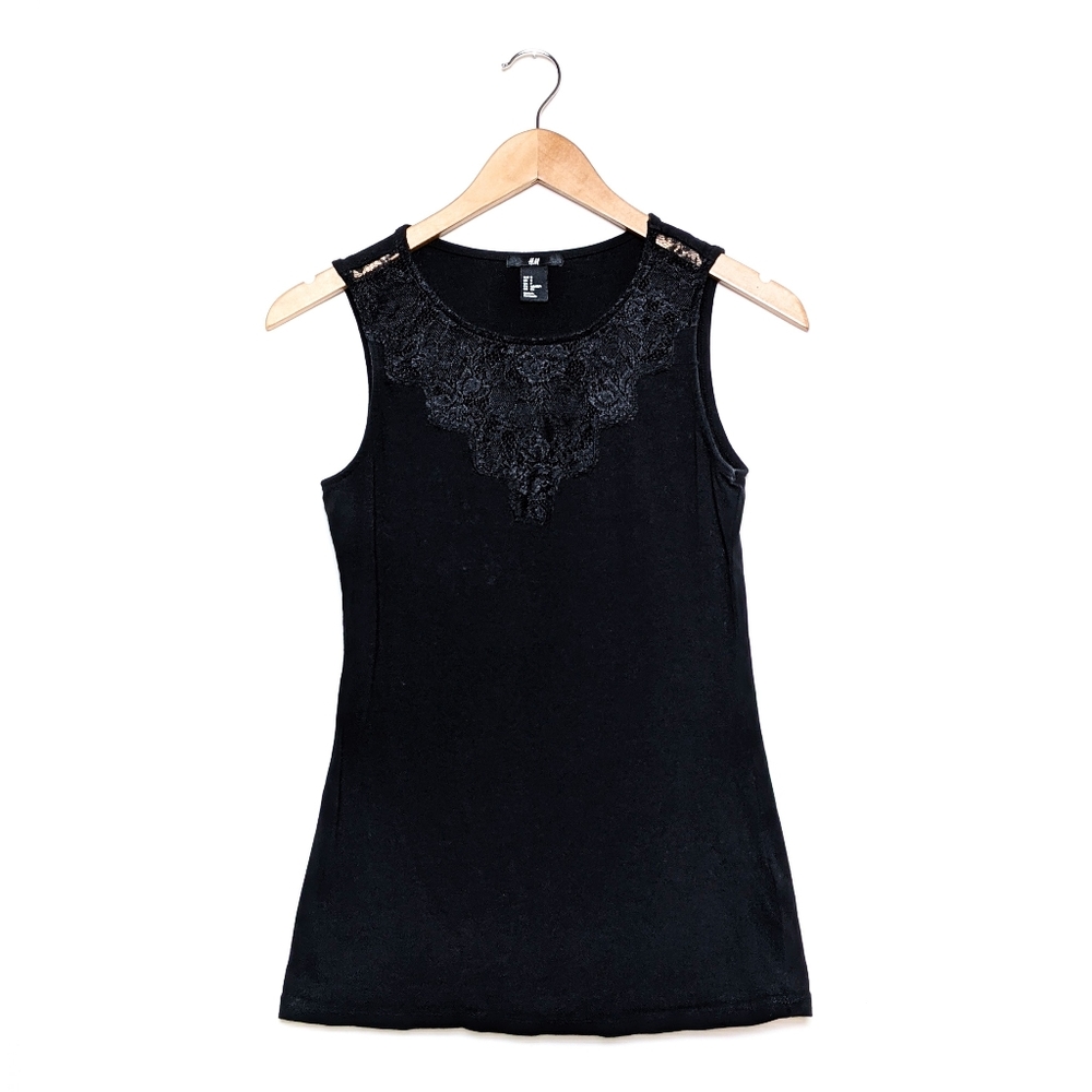 h&m lacey neckline cotton tank top